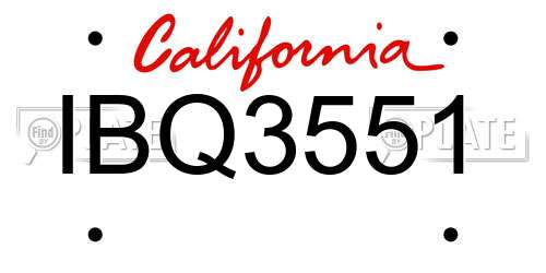 IBQ3551 California License Plate