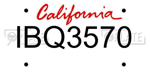 IBQ3570 California License Plate