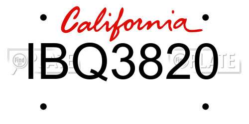 IBQ3820 California License Plate