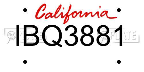 IBQ3881 California License Plate