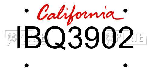 IBQ3902 California License Plate