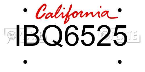 IBQ6525 California License Plate