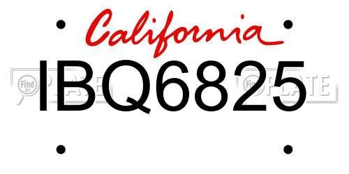 IBQ6825 California License Plate
