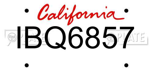 IBQ6857 California License Plate