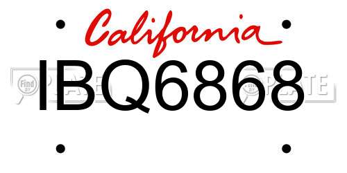 IBQ6868 California License Plate