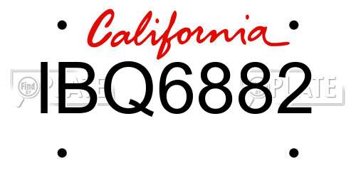IBQ6882 California License Plate