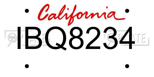 IBQ8234 California License Plate