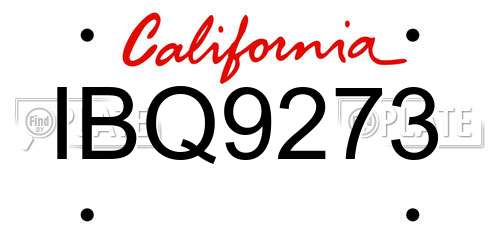 IBQ9273 California License Plate