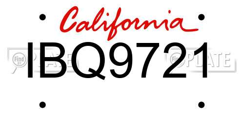 IBQ9721 California License Plate