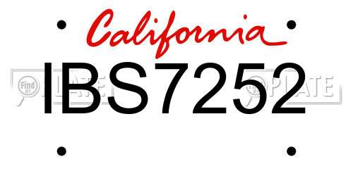 IBS7252 California License Plate