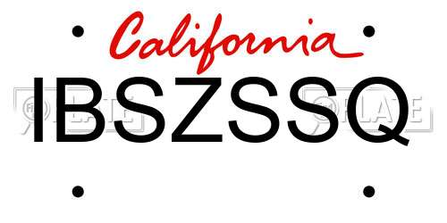 IBSZSSQ California License Plate