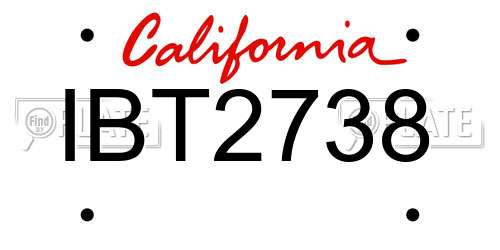 IBT2738 California License Plate