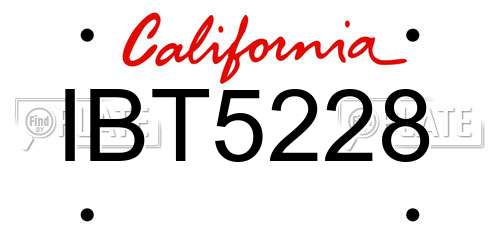 IBT5228 California License Plate
