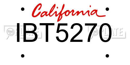 IBT5270 California License Plate