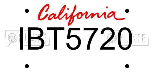 IBT5720 California License Plate