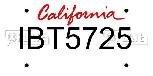 IBT5725 California License Plate