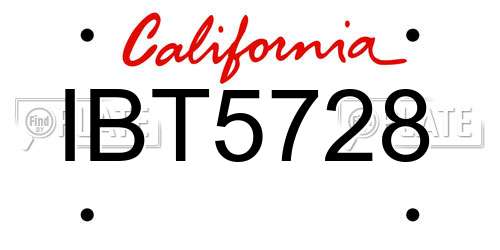IBT5728 California License Plate