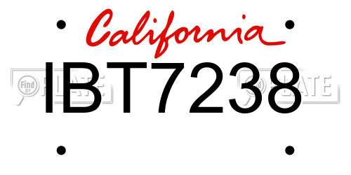 IBT7238 California License Plate