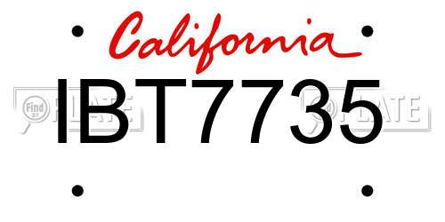 IBT7735 California License Plate