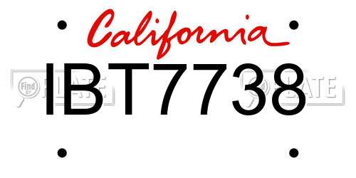 IBT7738 California License Plate