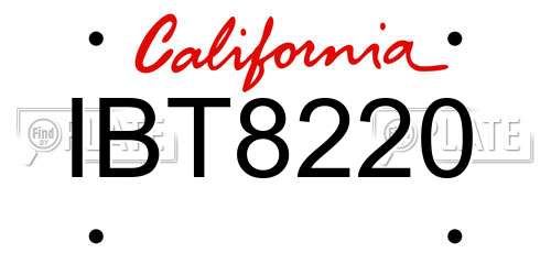 IBT8220 California License Plate