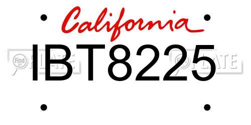 IBT8225 California License Plate