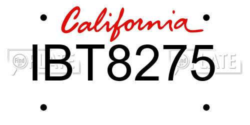 IBT8275 California License Plate