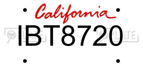 IBT8720 California License Plate