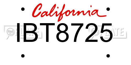 IBT8725 California License Plate