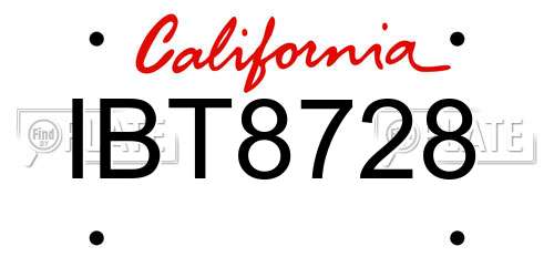 IBT8728 California License Plate