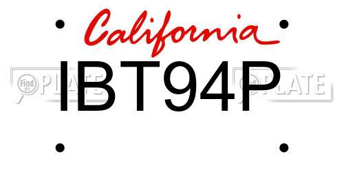 IBT94P California License Plate