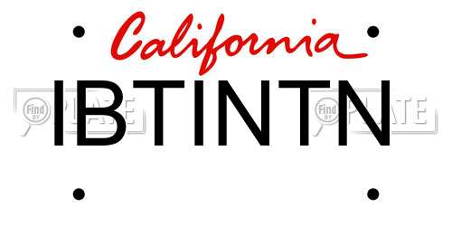 IBTINTN California License Plate