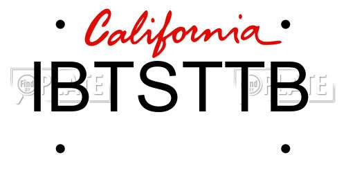 IBTSTTB California License Plate