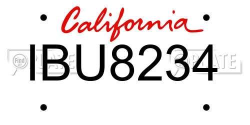 IBU8234 California License Plate