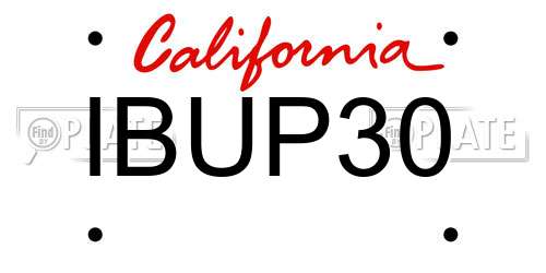 IBUP30 California License Plate