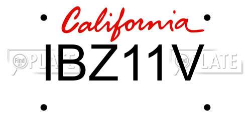 IBZ11V California License Plate