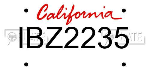 IBZ2235 California License Plate