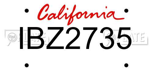 IBZ2735 California License Plate