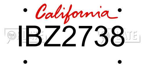 IBZ2738 California License Plate