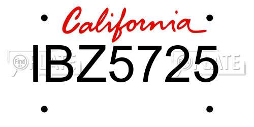 IBZ5725 California License Plate