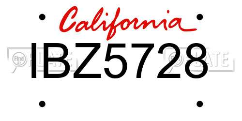 IBZ5728 California License Plate