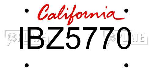 IBZ5770 California License Plate