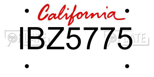 IBZ5775 California License Plate