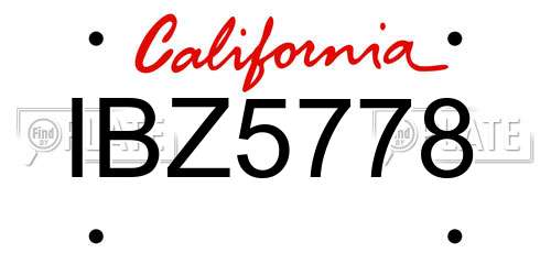 IBZ5778 California License Plate
