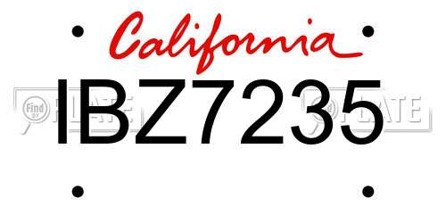 IBZ7235 California License Plate