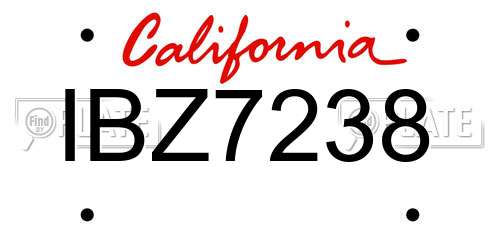 IBZ7238 California License Plate