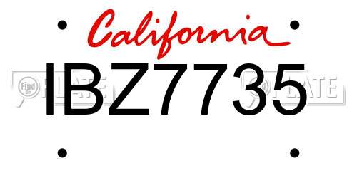 IBZ7735 California License Plate