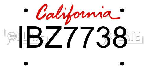 IBZ7738 California License Plate