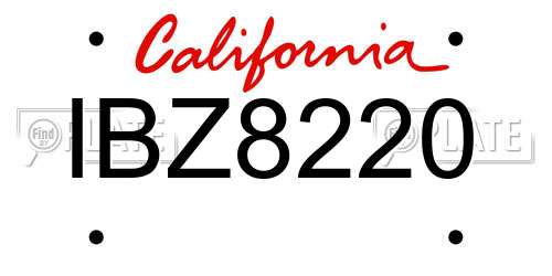 IBZ8220 California License Plate