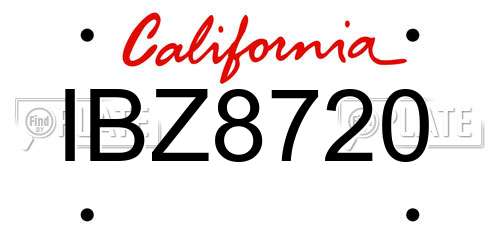 IBZ8720 California License Plate